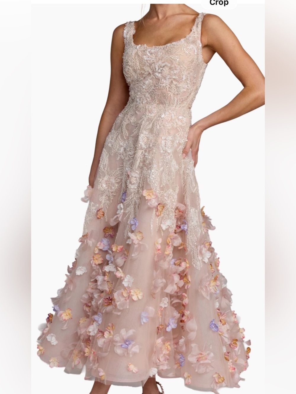 Mac Duggal sequenced floral appliqué dress
